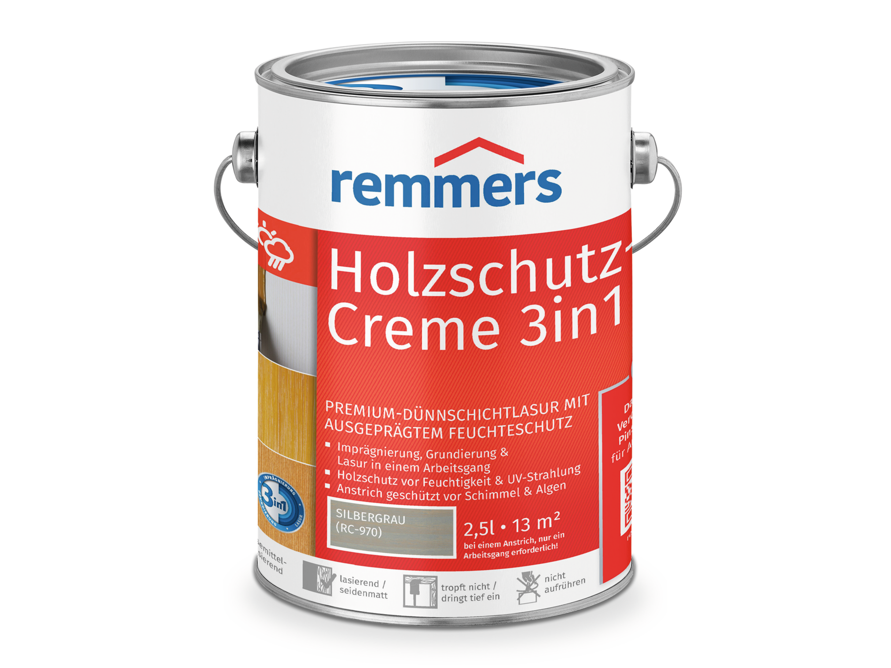 Remmers Holzschutz-Creme 3in1 Holzlasur 2,5 l