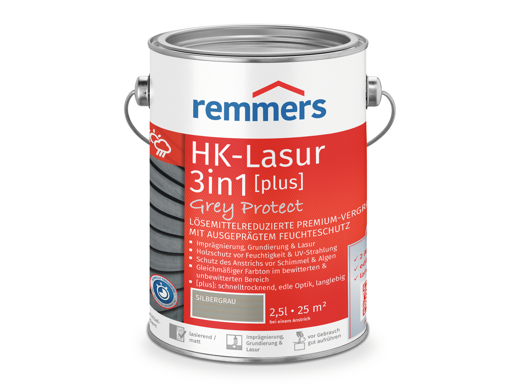 Remmers HK-Lasur 3in1 Grey Protect [plus] Holzlasur 2,5 l