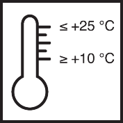 Verarbeitungstemperatur min. 10 °C max. 25 °C
