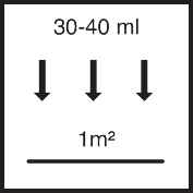 Approx. 30 ml - 40 ml / m² per layer applied