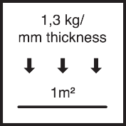 1,3 кг / м² на мм толщины слоя