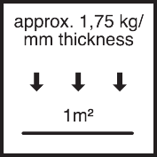 прибл. 1,75 кг / м² на мм толщины слоя