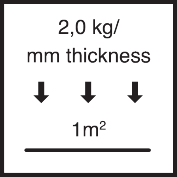 2.0 kg / mm thick layer / m²
