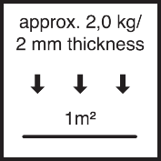 approx. 2 kg / 2 mm thick layer / m²
