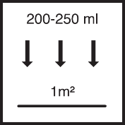 200-250 мл / м² на один рабочий проход