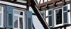 Close-up view of two half-timbered houses