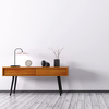 Interieur mit Holzbeistelltisch 3d Putz Interieur mit Holzbeistelltisch 3d Putz